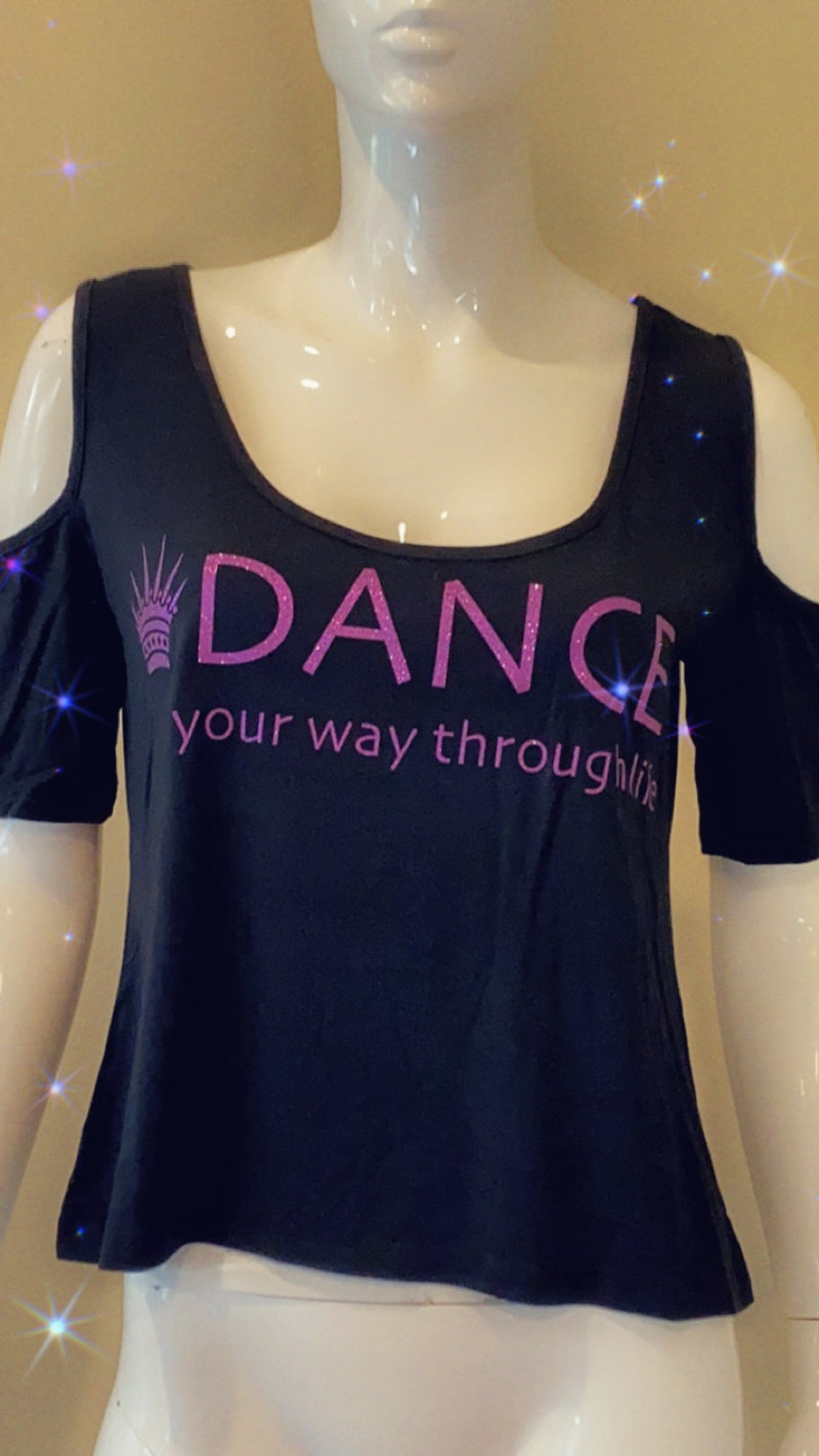 Chi Chi cold shoulder top with Glitter