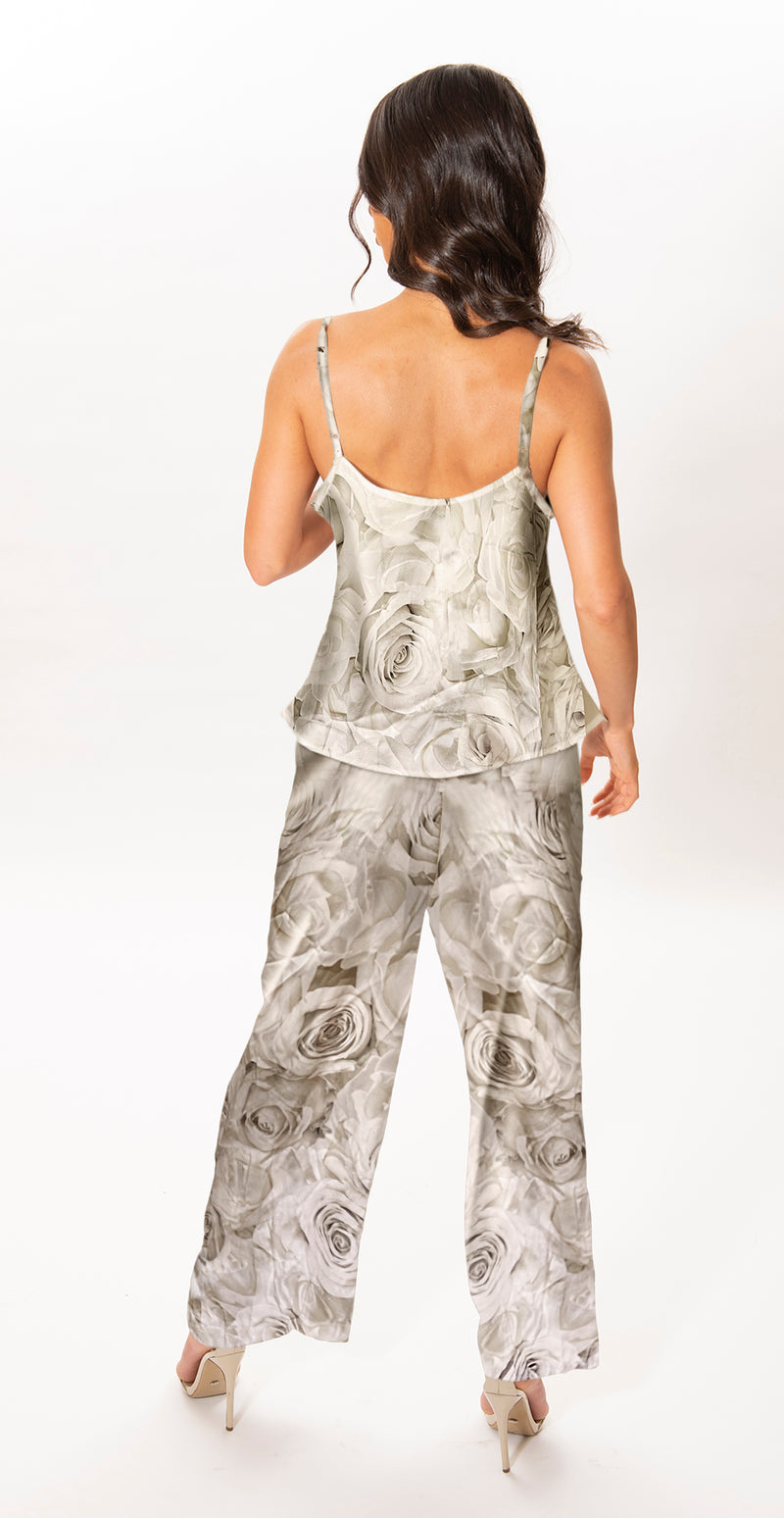 Pyjamas Pant White Rose print