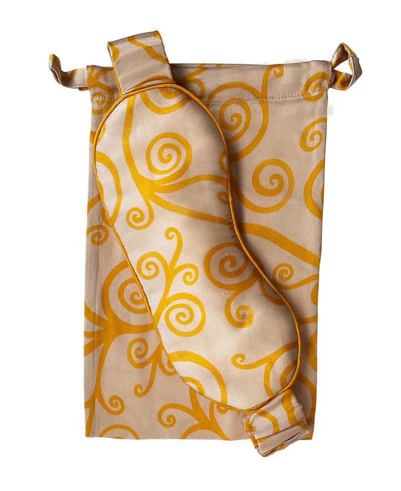 Silk Eye Mask Gold Swirls on Sand