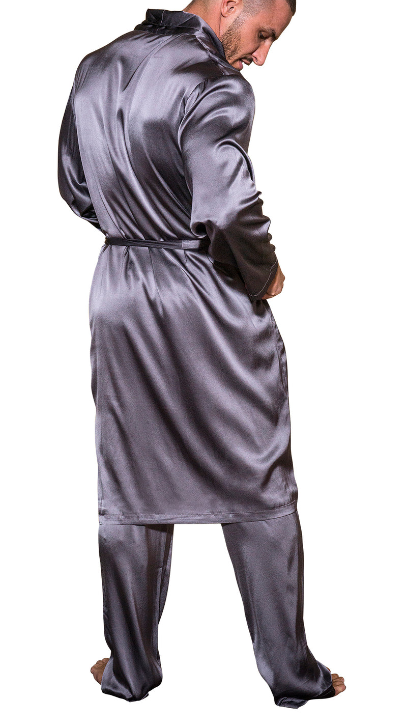 Mens Silk Robe Slate