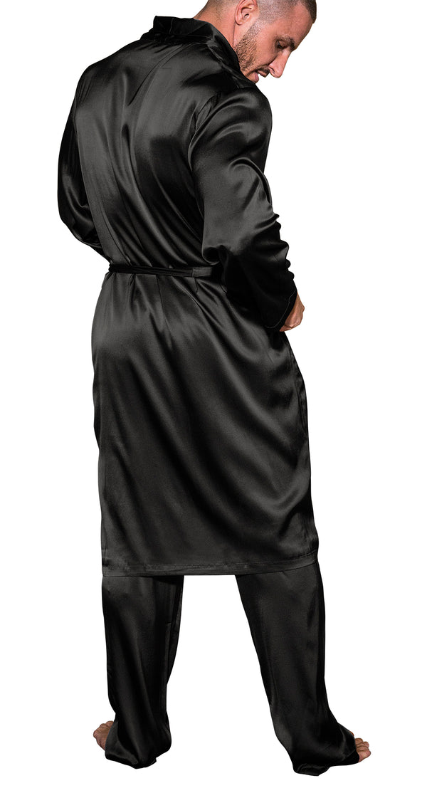 Mens Silk Robe in Black