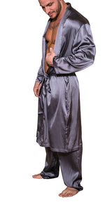 Mens Silk Robe Slate
