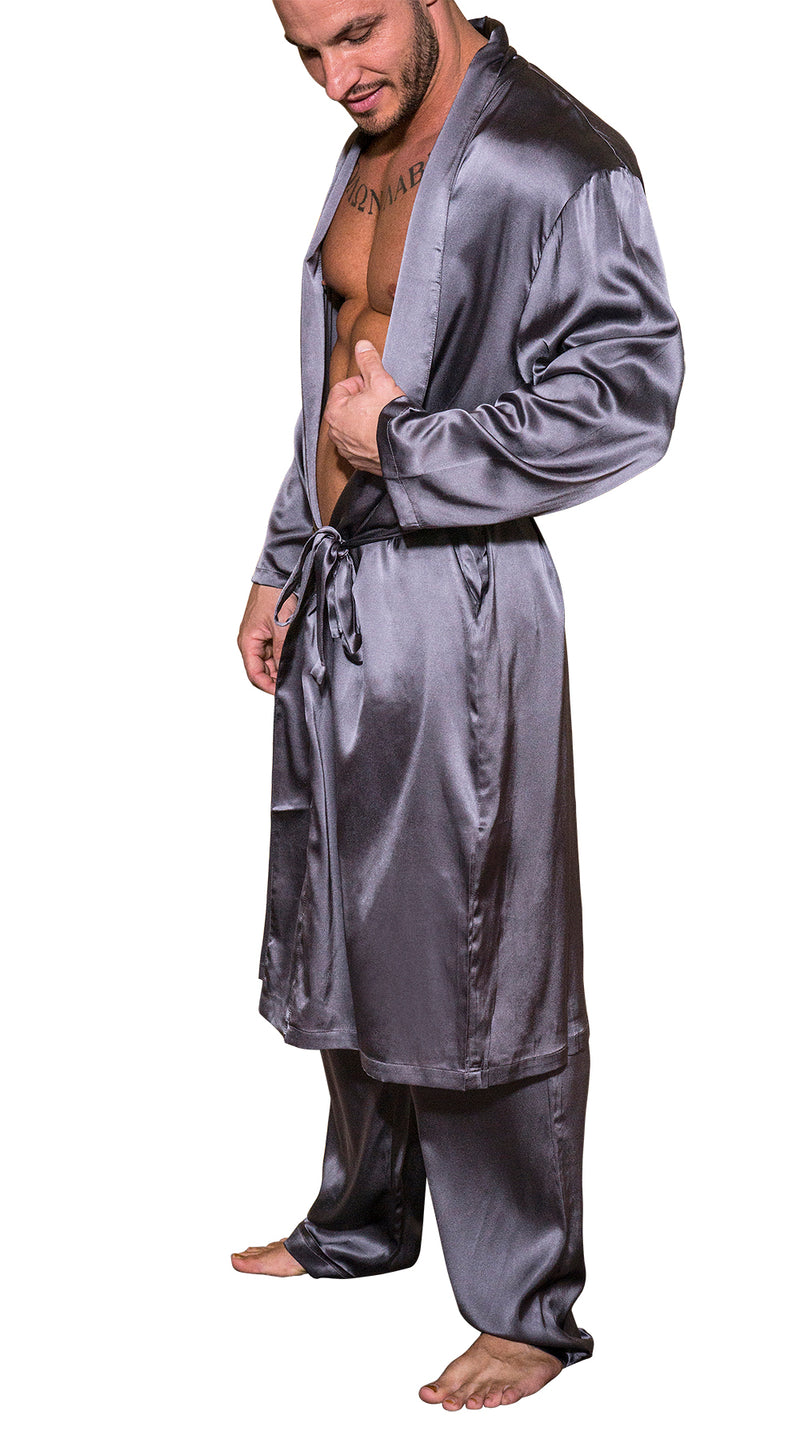 Mens Silk Robe Slate