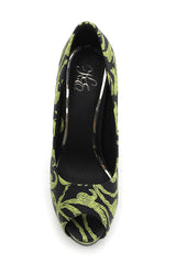 The Artemis Shoe & matching Bag SET "Mystical Conjuring" Signature Print in Celadon Green