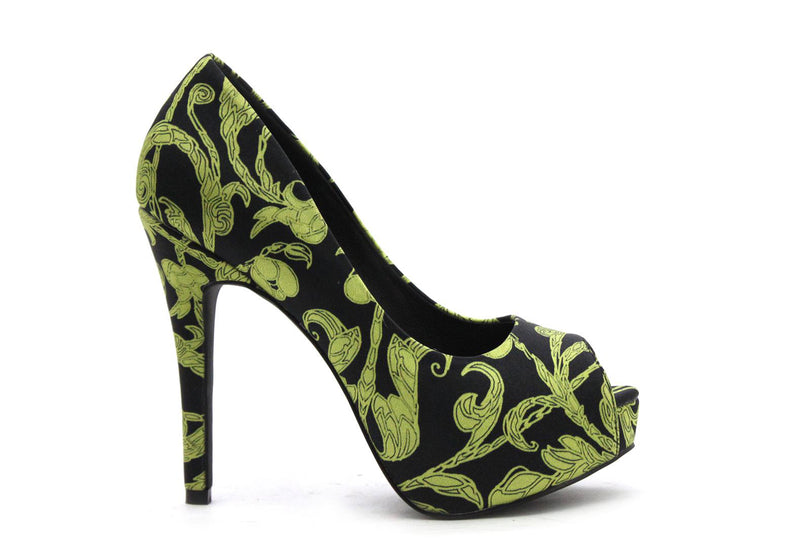 The Artemis Shoe & matching Bag SET "Mystical Conjuring" Signature Print in Celadon Green