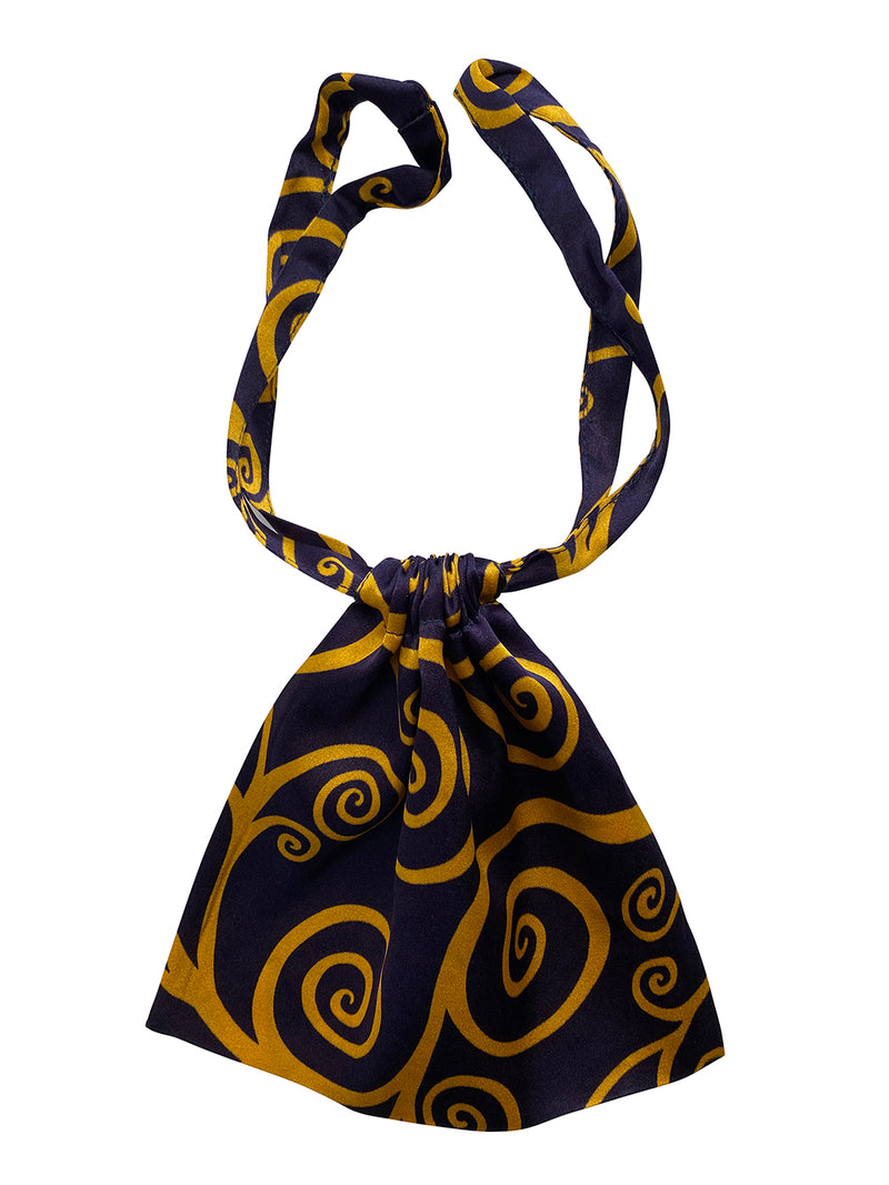 Silk Pouches Gold swirls on Aubergine