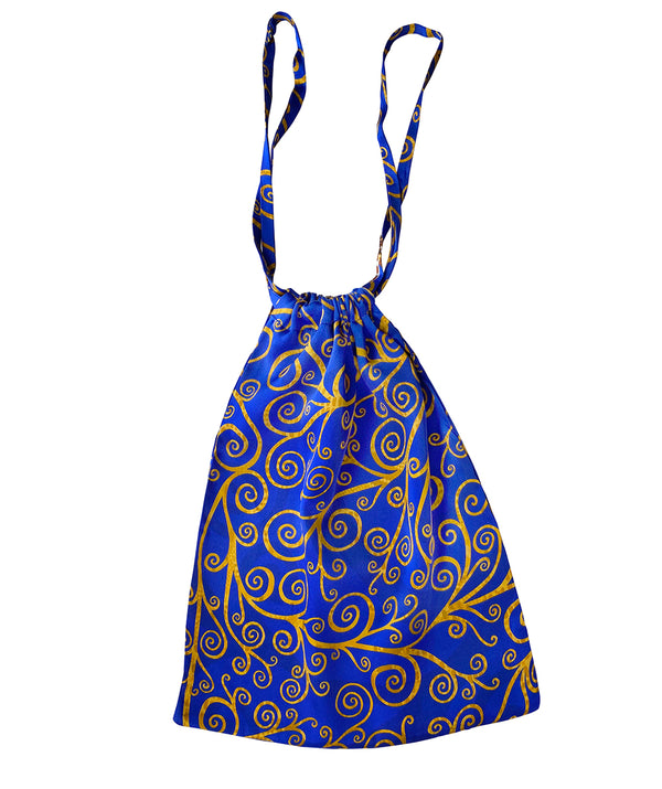 Silk Pouches Gold swirls on Cobalt Sky