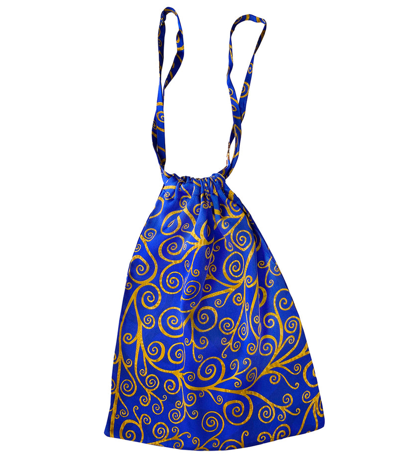 Silk Pouches Gold swirls on Cobalt Sky