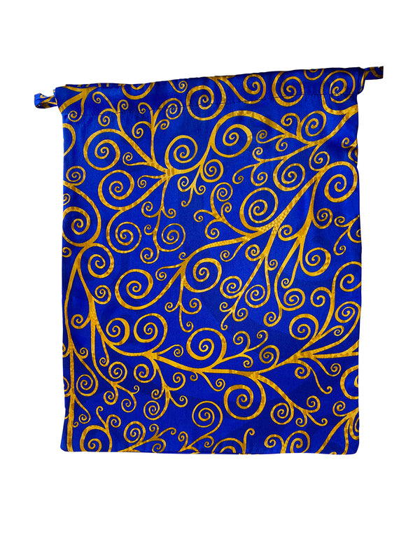 Silk Pouches Gold swirls on Cobalt Sky