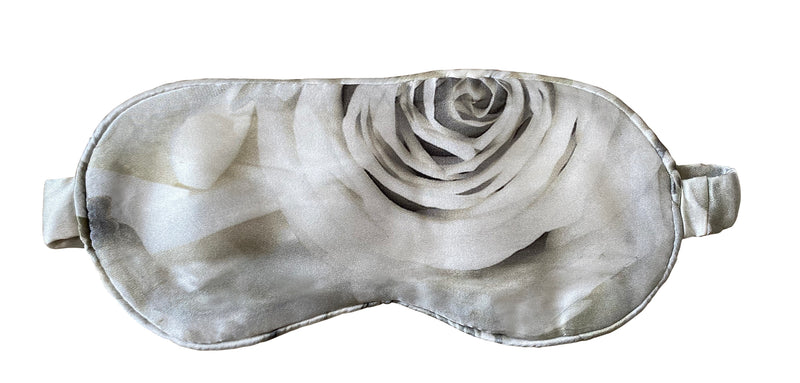 Silk Eye Mask White Rose print